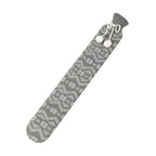 Bouillotte longue à eau 2 L, housse tricot gris à motif nordique