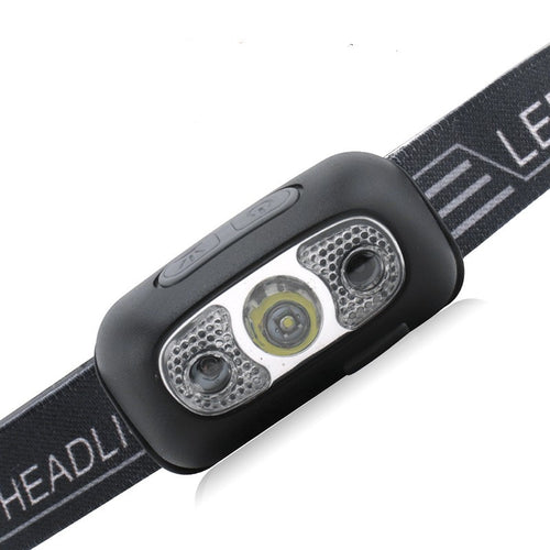 Détail du bloc optique : LED centrale, capteur et deux LED latérales