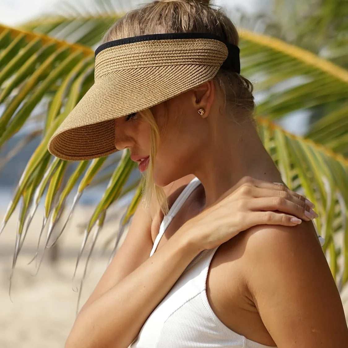 Visière UV Pliable Femme Homme Plage Été Légère Anti-Soleil