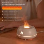 Diffuseur effet flamme posé sur un bureau