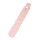 Bouillotte longue à eau 2 L, housse fausse fourrure rose